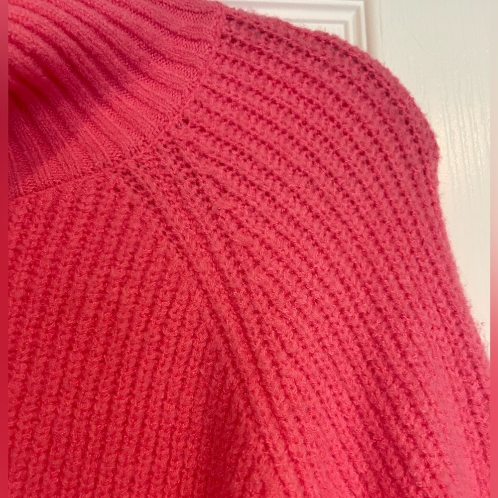 Vici Oversized Chunky Soft Hot Pink Turtleneck Knit Sweater - Picture 4 of 8